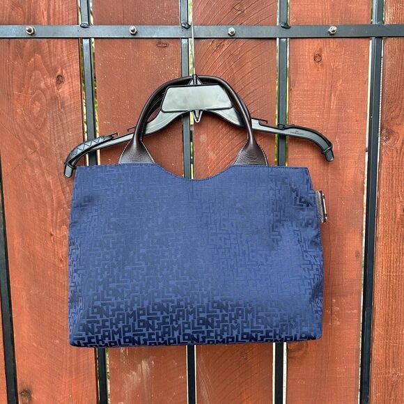 Longchamp nylon monogram shoulder tote navy blue - Picture 2 of 8